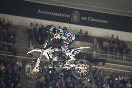 GRANADA, SPAIN - JANUARY 21  FMX show during the  Freestyle Championship of Spain , JANUARY 21, 2012, Granada, Spainのeditorial素材