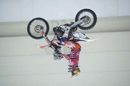 GRANADA, SPAIN - JANUARY 21  FMX show during the  Freestyle Championship of Spain , JANUARY 21, 2012, Granada, Spainのeditorial素材