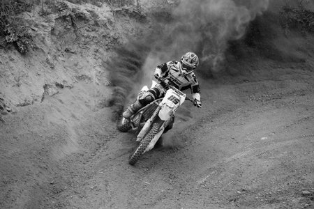 GRANADA, SPAIN - APRIL 20   Unknown racer on the competition   Motocross Championship to Granada  on...