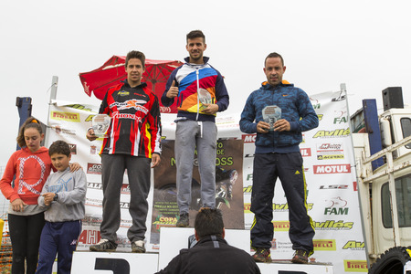 GRANADA, SPAIN - APRIL 20   Unknown racer on the competition   Motocross Championship to Granada  on April 20, 2014 in Granada, Spainのeditorial素材