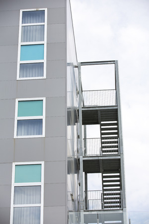 A fire escape from modern buildingの写真素材