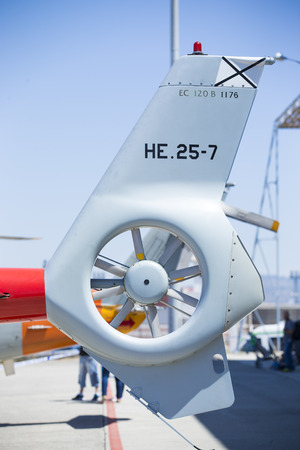 GRANADA,SPAIN - May 18: Aerobatic Spanish helicopter patrol (ASPA Patrol) perform at airshow (10Âº Aanniversary of Aspa Patrol in Granada) on May 18, 2014 in Granada ,Spainのeditorial素材