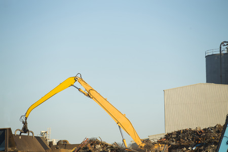 Close-up of a crane for recycling metallic wasteの写真素材