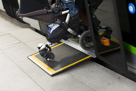 Access ramp for disabled persons and babies in a busの写真素材