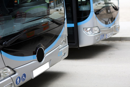New modern city busのeditorial素材