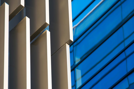 Office buildings with modern corporate architecture - business and success concept, blue sky,...