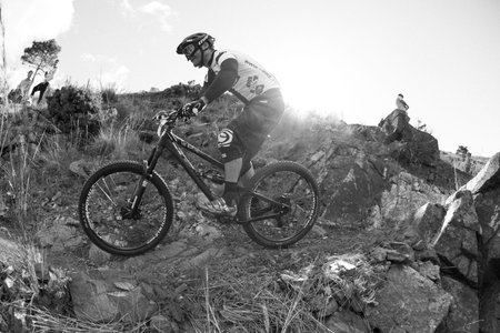 MALAGA, ESPAÃ‘A - MARCH 30: Unknown racer on the competition of the mountain bike BIG RIDE Open...