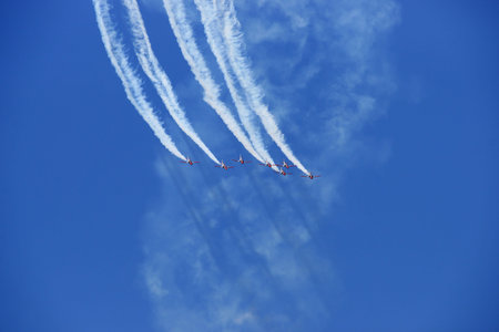 2011 in Granada, GRANADA, spain, SPAIN - JUNE 19: Aerobatic Spanish patrol (Eagle Patrol) perform at...