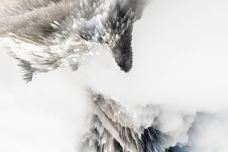 abstract colored dust explosion on a black background.abstract powder splatted backgroundの写真素材