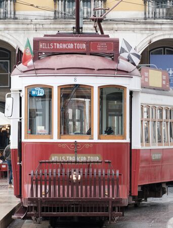 Traditional transport of Lisbon. Tram in Portugalの写真素材