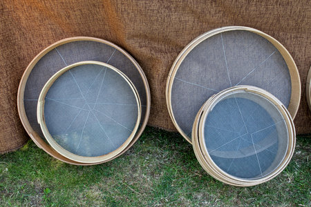 round handmade sieve of different sizes