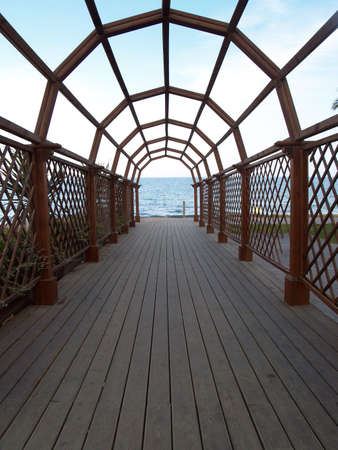 Wooden corridorの写真素材