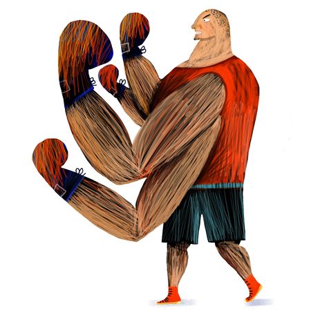 furious boxer with four armsの写真素材