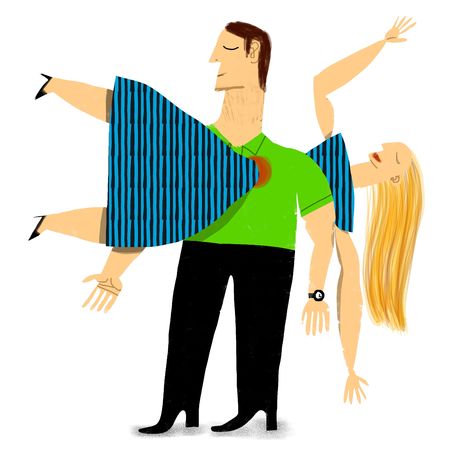 woman go through man chestの写真素材