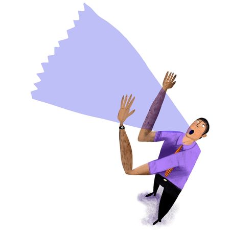 employee shouts a space for textの写真素材