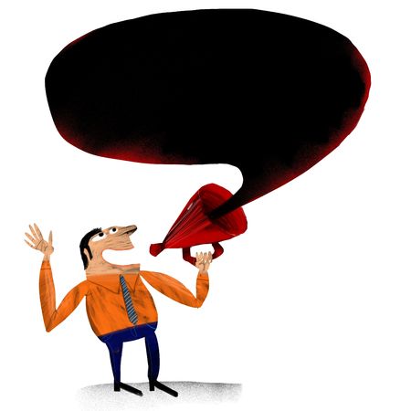 man with megaphone and space for textの写真素材