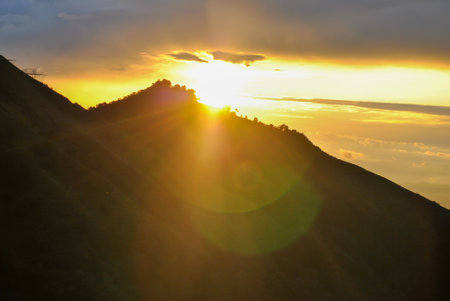 beautiful sunset on a mountain in manizales colombiaの写真素材