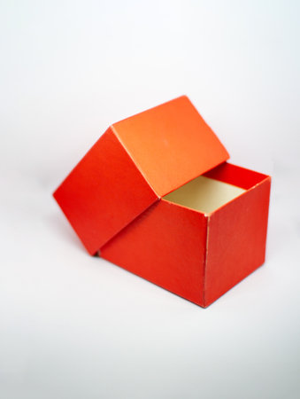 red gift box on a white backgroundの写真素材