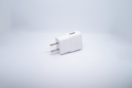 white usb 3.0 charging adapterの写真素材