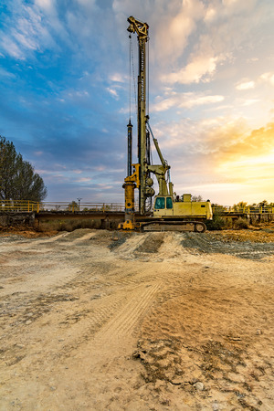 Machinery for the construction of a bridge in the province of Zamora in Spainの写真素材