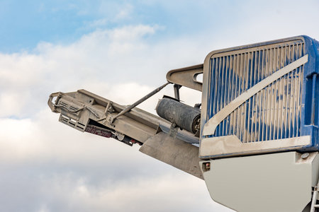 Mine in the open air. Detail of a stone crusher machine. For further processing of the stone
