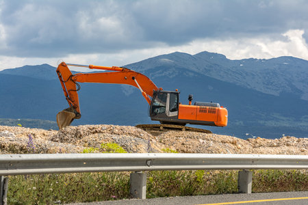 Construction of a road in Spain. Earth movement