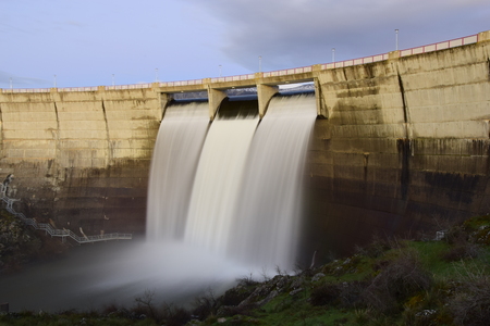 Water outlet in a power generation plant in Segovia (Spain). Green energy to guarantee the futureの写真素材