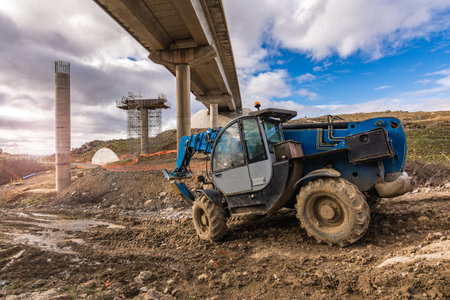 Construction of a viaduct, civil engineering to build a road in Segovia