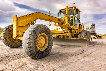 Construction machinery for a roadの写真素材
