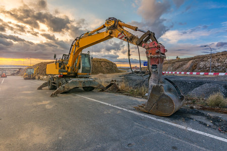 Heavy machinery for the construction of road