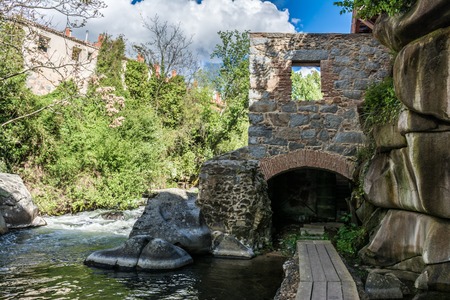 Route of the mills on the bank of the river Eresma in Segoviaの写真素材