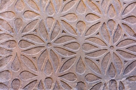 Traditional decorative pattern of the facades of the houses in the historic Jewish quarter of Segovia. Also called sgraffito (Spain)の写真素材