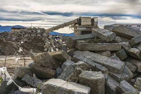 Construction material recycling plant with machinery for your selectionの写真素材