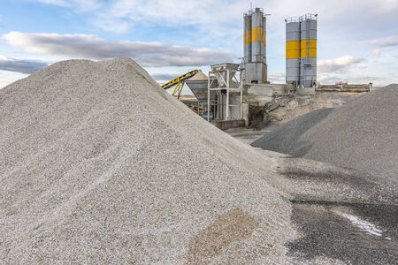Quarry for the extraction of sand and stone, its transformation into gravel and cement manufacturingの写真素材