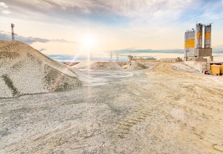 Quarry for the extraction of sand and stone, its transformation into gravel and cement manufacturingの写真素材