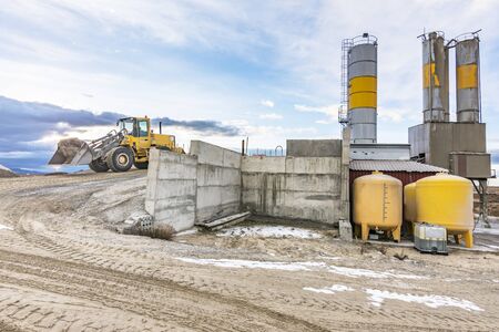 Quarry for the extraction of sand and stone, its transformation into gravel and cement manufacturingの写真素材