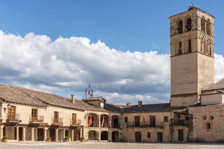 Square of the medieval town of Pedraza in the province of Segovia (Spain)の写真素材