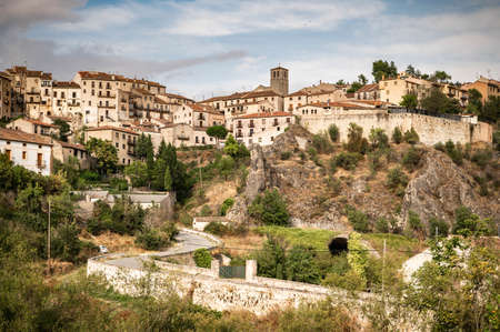 Exterior view of the medieval town of SepÃºlveda, one of the most beautiful towns in Spain in Segoviaのeditorial素材