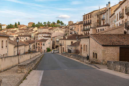Exterior view of the medieval town of SepÃºlveda, one of the most beautiful towns in Spain in Segoviaの写真素材