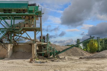 Cement factory empty and without activity due to the industrial and labor crisis during confinementの写真素材