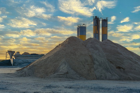 Cement factory empty and without activity due to the industrial and labor crisis during confinementの写真素材
