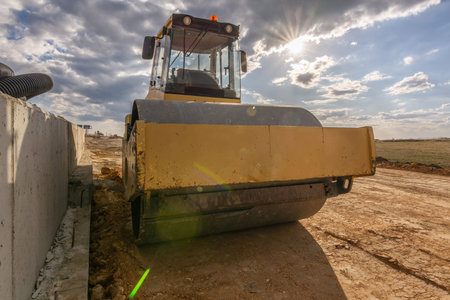 Machinery for the construction of a road