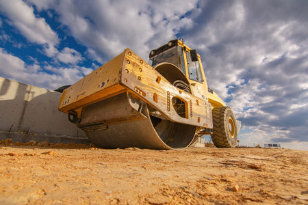 Machinery for the construction of a road