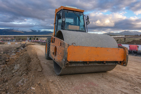 Machinery for the construction of a road
