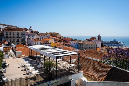 Panoramic view of Lisbon from the neighborhood aboveの写真素材