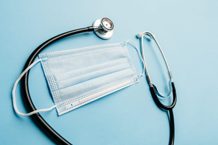 Flat Lay medical tools top view space idea image Background ready to combat coronavirus