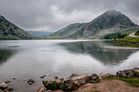 Scenic view in Covadonga, Asturias, northern Spainの写真素材