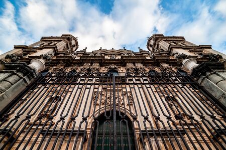 Panoramic view of the Cathedral of the Asuncion in JaÃ©n Andalusia. Ultra wide image from the cathedrals doorの写真素材