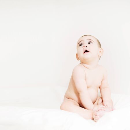 Portrait of cute baby, isolated on whiteの写真素材
