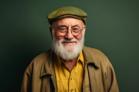 Portrait of a senior man with a white beard and glassesの素材